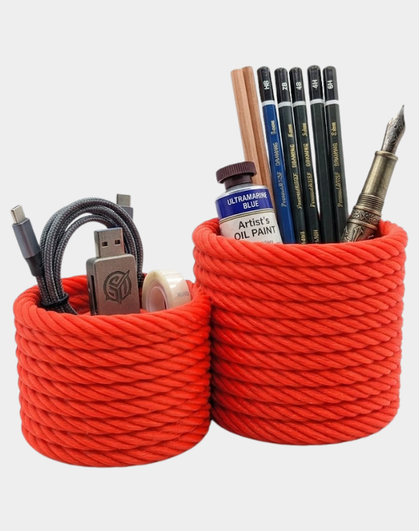 Red Woven Rope Multi-Purpose Desk Organizer & Remote Caddy
